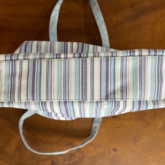 EDDIE BAUER Blue Striped Canvas Women Tote/Hand/Shoulder Bag - NWOT - Picture 3 of 6